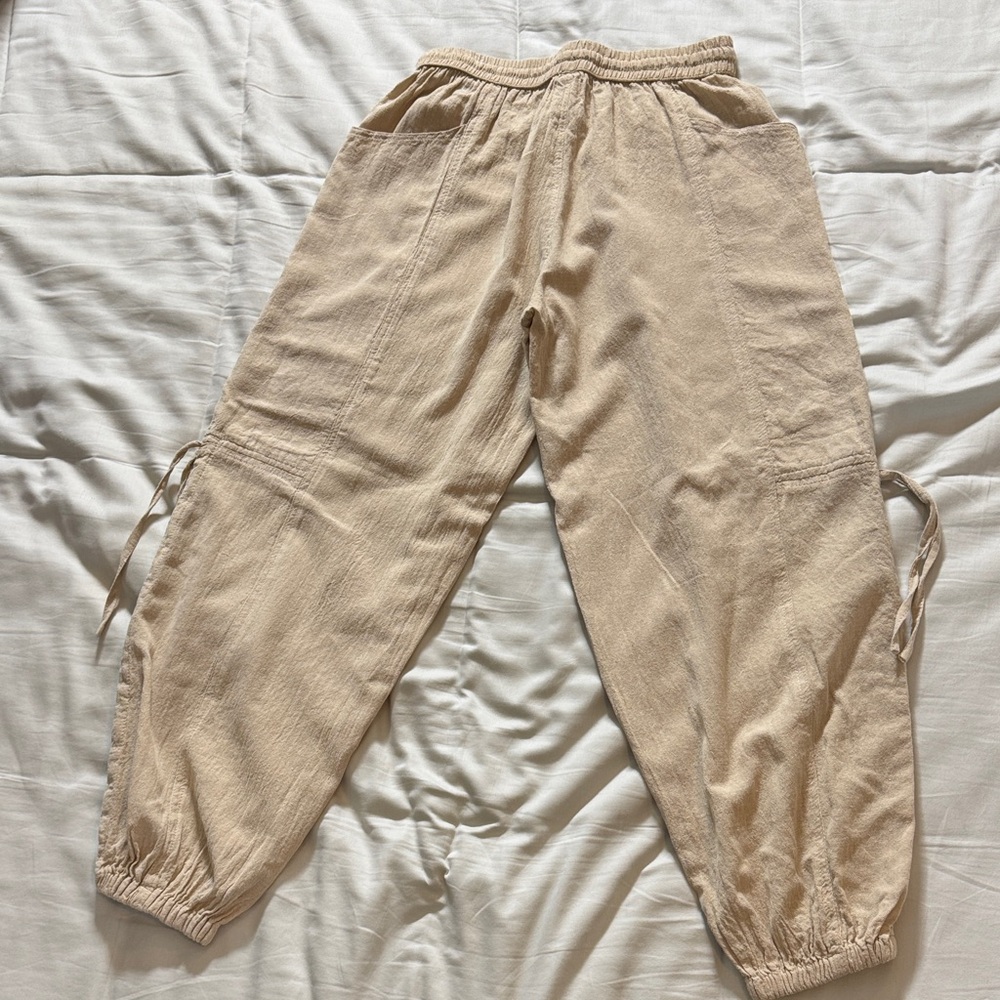 ARK Imports Beige Relaxed Drawstring Cargo Pants - Picture 3 of 4